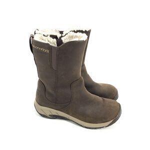 $160 Merrell Encore 4 Tall Zip Polar Waterproof Leather Boots 8 Womens Brown